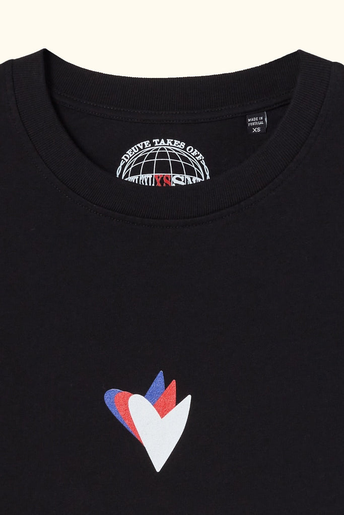 camiseta 3 hearts corazones negra deuve brand