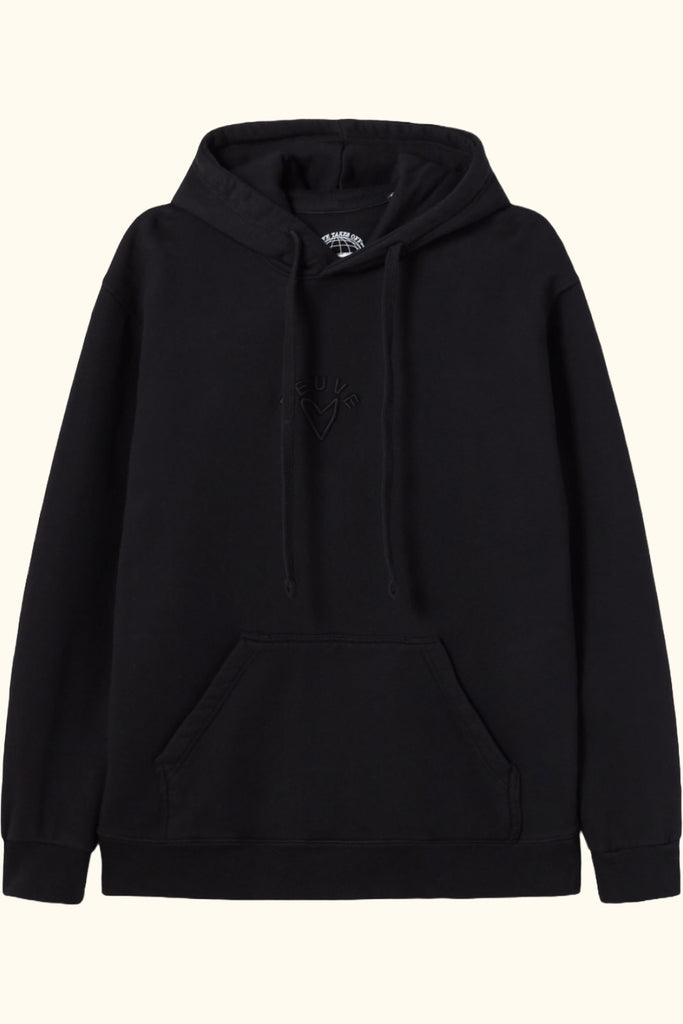 hoodie black in blac bordado 3d negra deuve brand