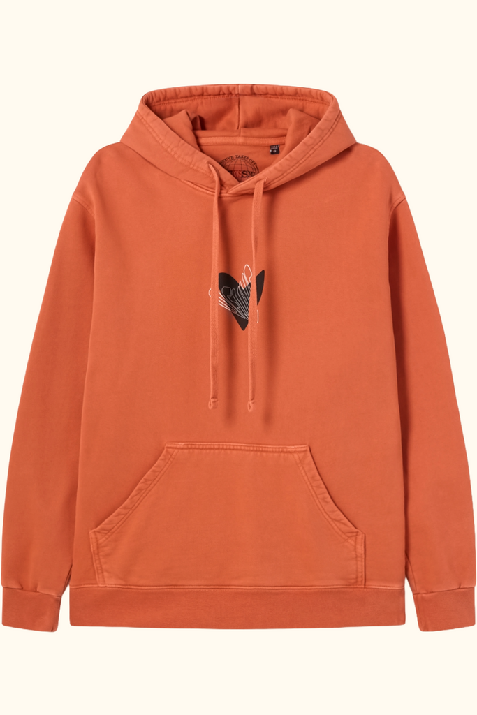 hoodie double heart naranja deuve brand