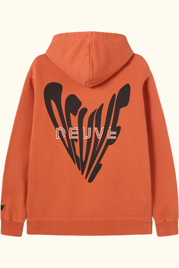 hoodie double heart naranja deuve brand